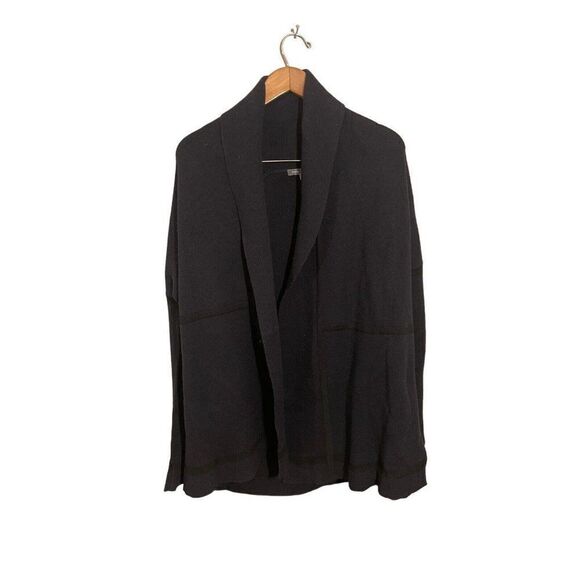 Vince Draped Front Duster Cardigan Sweater Wool‎ Cashmere Small Navy Blue Black - Picture 1 of 6